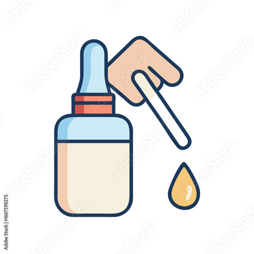 Nail dropper bottle with hand and liquid drop