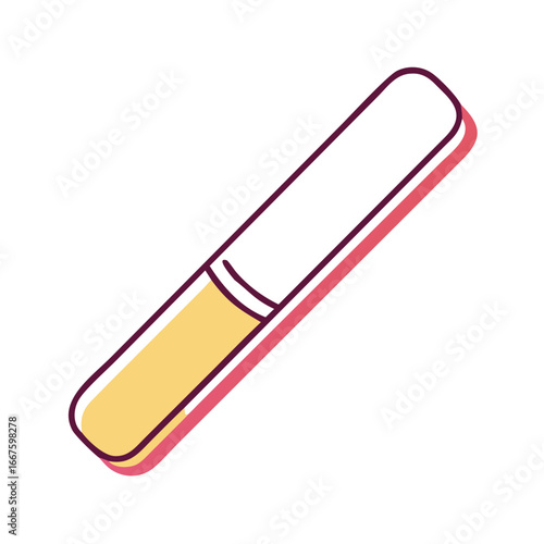 Yellow and white nail file icon in outline style