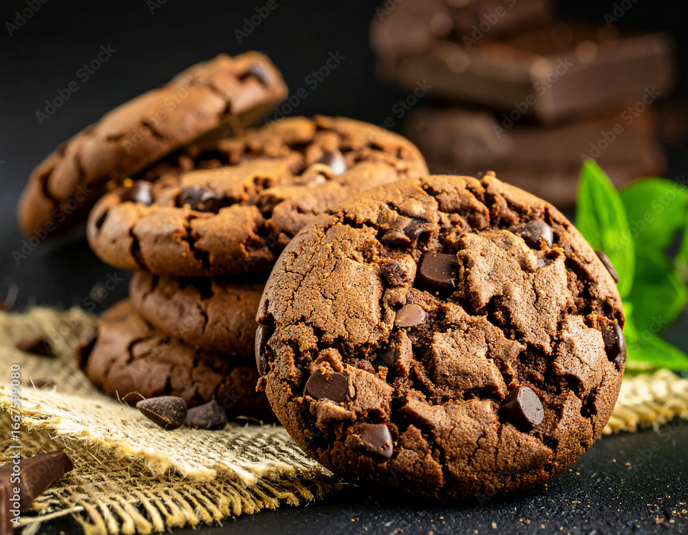 Fototapeta premium Artisan Double Chocolate Cookie Decadence Background