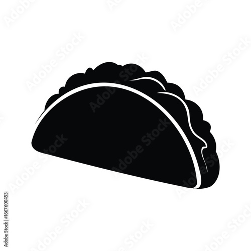 Graphic silhouette illustration of a delicious taco, perfect for menu design. Delicious taco silhouette vector illustration