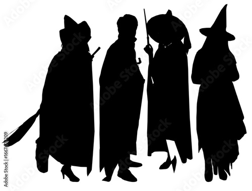 people Halloween character silhouette collection