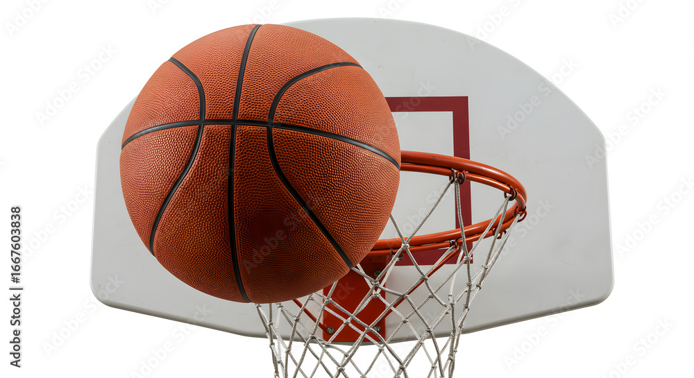 Naklejka premium Sports basket with ball isolated object 
