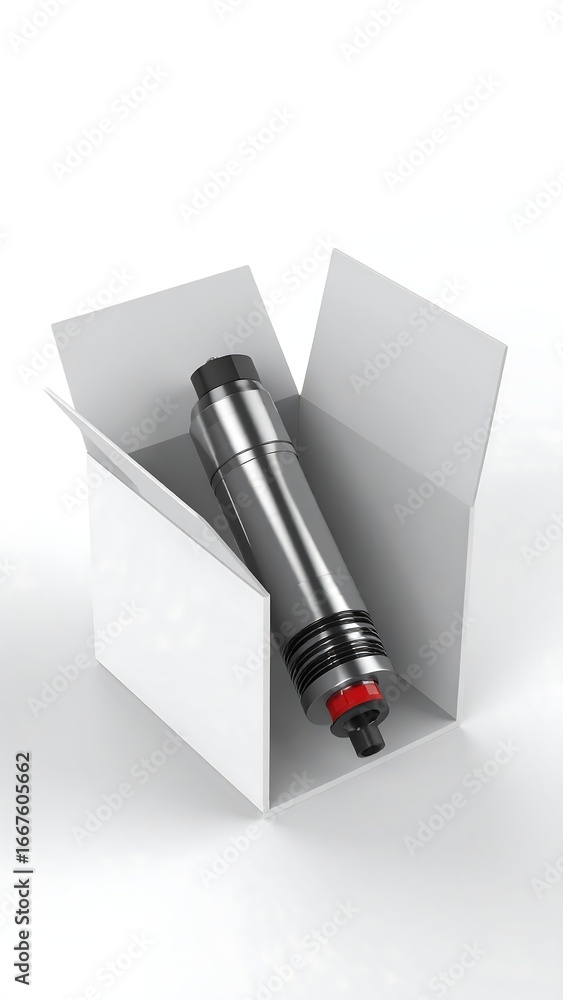 Fototapeta premium Cylinder Unboxing White Box, Studio Setting