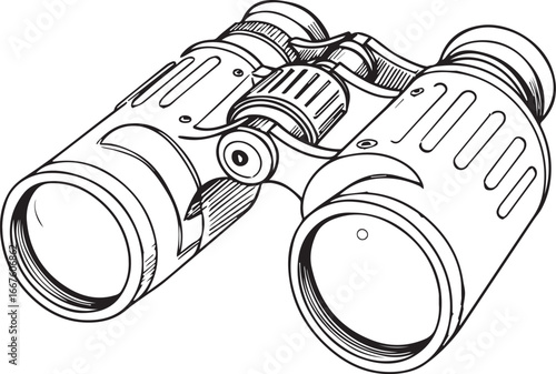 Detailed binoculars illustration, perfect for travel guides, adventure blogs, or scouting material, originally a scalable vector graphic for versatile design