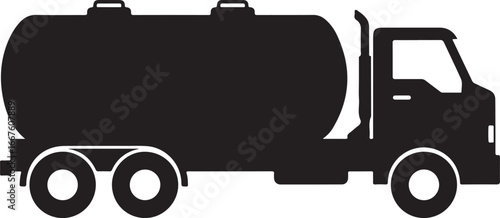 Black Silhouette of a Tanker Truck on White Background vehicle transportation