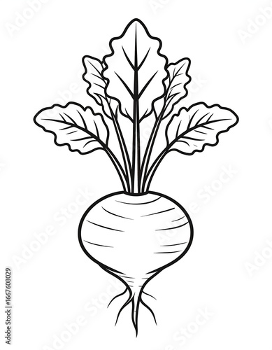 Line drawing of beet, garden vegetable