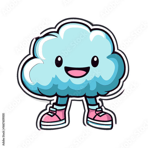 A joyful, cartoon-style illustration of a cloud with a happy face and pink sneakers. This image is suitable for blogs or websites about weather, technology, data storage, or children's content.

