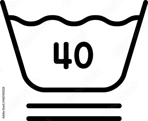 Laundry icon. 40°C very mild wash