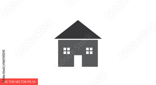 Home icon with a simple geometric design of a house, symbolizing residential property and shelter