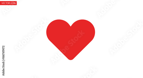 Simple Red Heart Icon - A Universal Symbol of Love, Affection, and Romance on a White Background