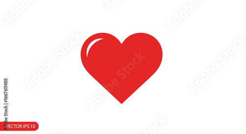 Vibrant Red Heart Icon on White Background Symbol of Love, Affection, and Romance
