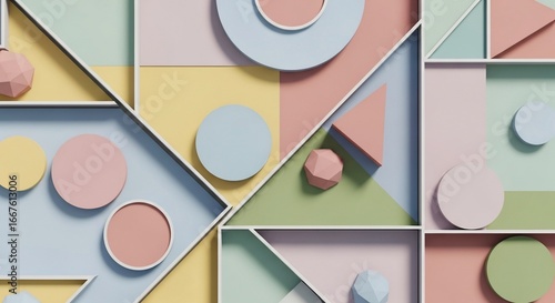 Pastel geometric shapes abstract art design background