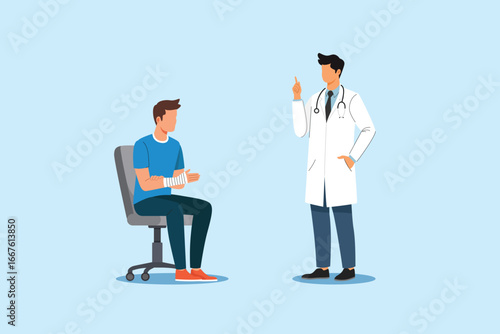 the doctor will inject the patient. Vector flat design isolated