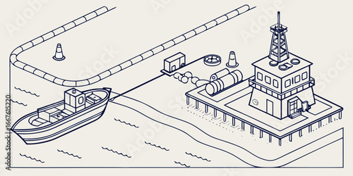 Ocean cleanup technology with floating barriers isometric cross-section vector illustration