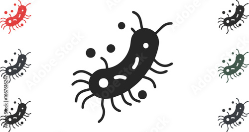 Bacteria Germ Virus Microbe Pathogen Icon Set Illustration microorganism disease infection illness