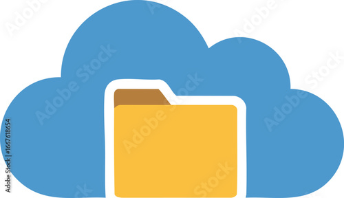 Cloud Storage Folder Icon Vector Illustration data file computing network internet online