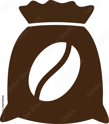 Coffee Bean Sack Icon Simple Brown Design beans bag symbol graphic illustration