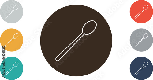Collection of Spoon Icons in Various Colors icon set utensil cutlery kitchen