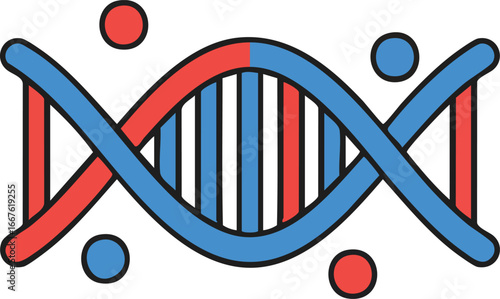 Colorful DNA Strand Illustration on White Background helix molecule science biology genetics