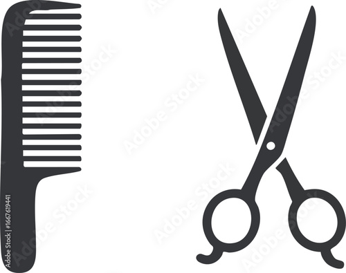 Comb and Scissors Icon on White haircut hair salon barber styling beauty