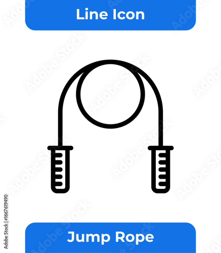 Jump Rope for Cardio Workout Vector Icon, Fitness and Exercise Line Art Graphic Element for Home Training, Modern Sport and Healthy Lifestyle Design