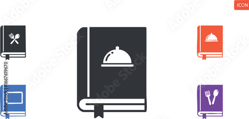 Cookbook Icons Set recipe food kitchen menu restaurant cooking recipes meals dishes