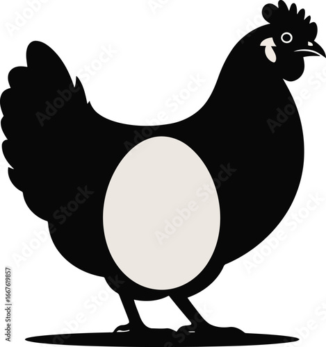 Black chicken with egg white bird