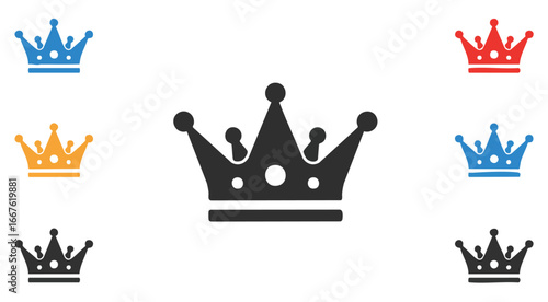 Crown Icon Set Colorful Royal Symbols icons king queen monarchy symbol graphic