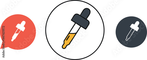 Dropper Icon Set graphic design vector illustration liquid medicine essential oil pipette color