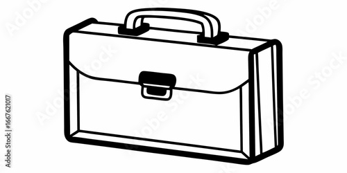 Illustration of a white briefcase with a black handle and clasp on a plain white background design