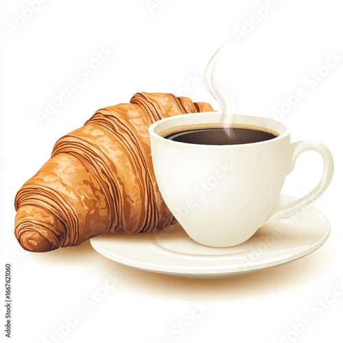 a pastry croissant with coffee