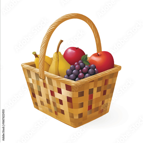 a picnic basket with fruit