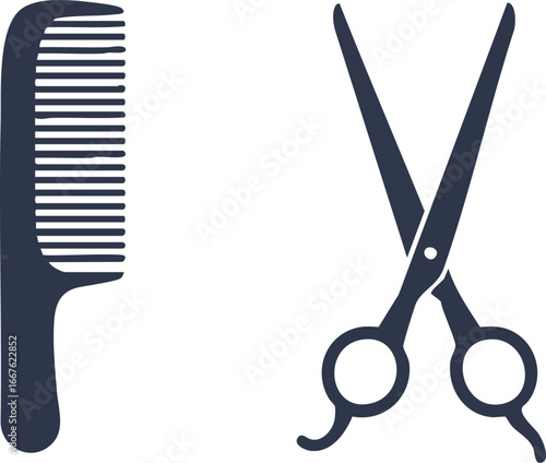 Hairdressing Comb and Scissors Icon Set haircut barber salon beauty style styling