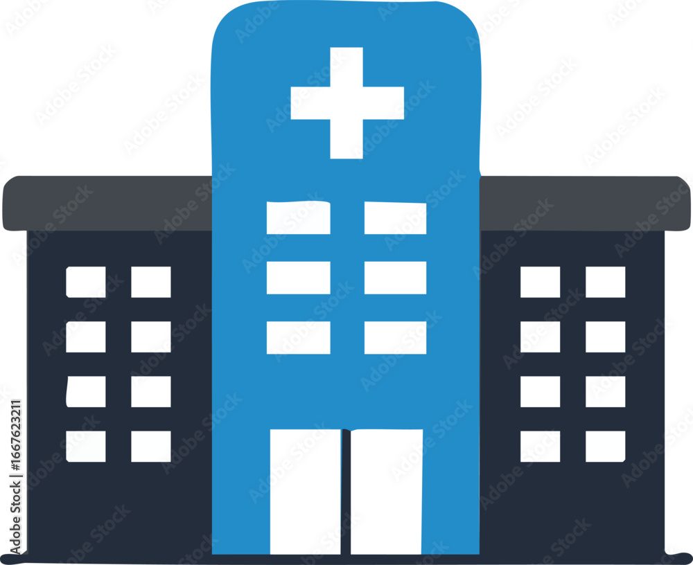 Obraz premium Hospital Building Icon Illustration healthcare medical clinic doctor patient care facility treatment