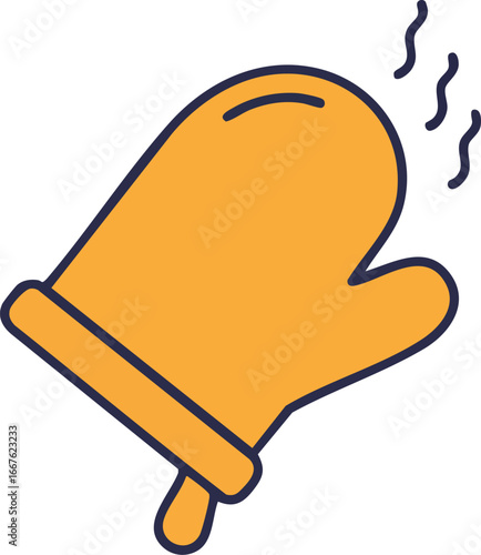 Hot Oven Mitt Icon with Steam glove cooking baking kitchen heat warm
