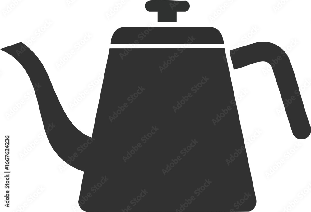 Obraz premium Minimalist Black Teapot Icon on White kettle coffee tea drink beverage kitchen
