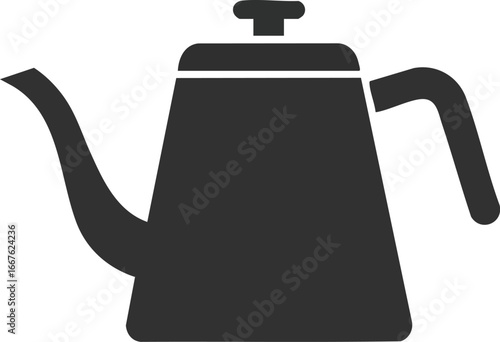 Minimalist Black Teapot Icon on White kettle coffee tea drink beverage kitchen