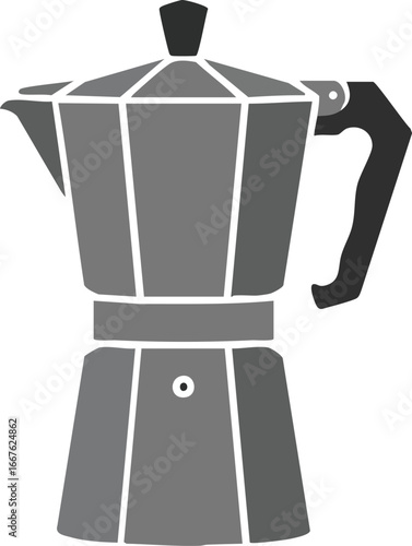 Moka Pot Illustration in Gray Tones on White Background coffee maker espresso