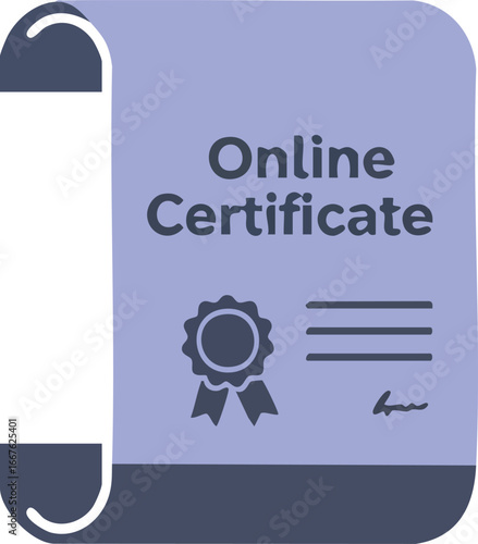 Online Certificate Icon Illustration on White Background education learning diploma award achievement