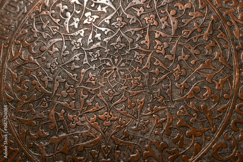 Wallpaper Mural Decorative metal surface featuring precise handcrafted floral pattern Torontodigital.ca