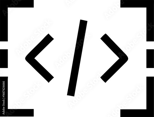 Abstract icon representing a code editor with opening and closing brackets