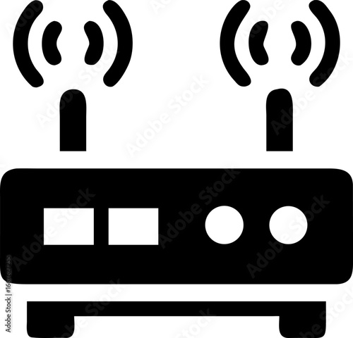 Modern router icon with animated blinking lights for network connectivity