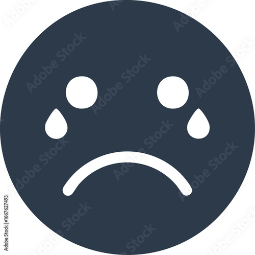 Sad Face Icon with Tears crying emotion emoji illustration unhappy sorrow grief