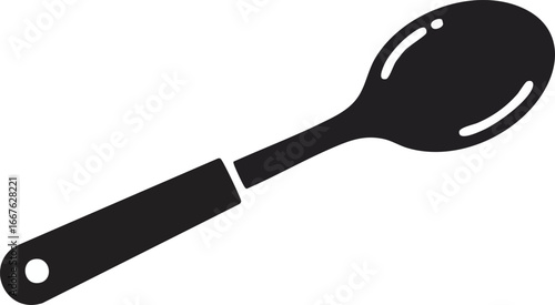 Simple Black Spoon Icon Illustration kitchen utensil cooking food eating cutlery tableware