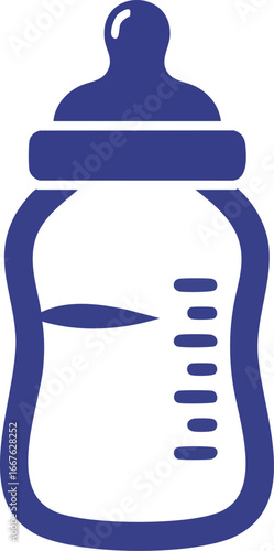 Simple Blue Baby Bottle Icon milk feeding infant child newborn drink liquid