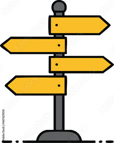 Simple Direction Sign Illustration arrow road travel guidance wayfinding information symbol graphic