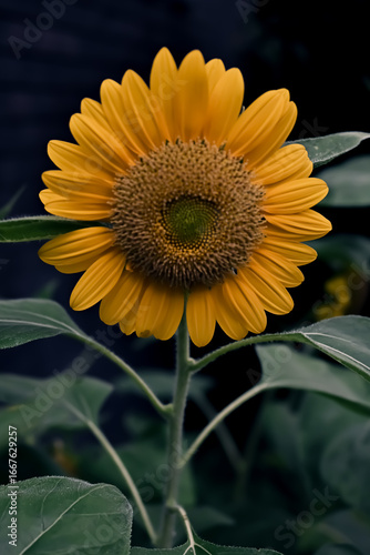 sunflower on blue background