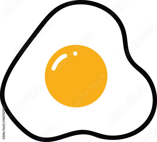 Simple Fried Egg Icon Illustration fried egg breakfast food graphic design cute cartoon