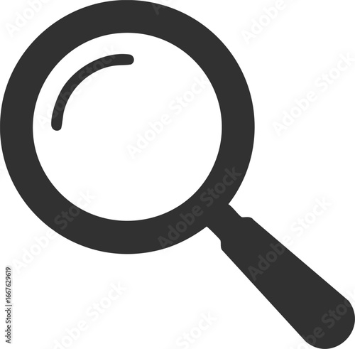 Simple Magnifying Glass Icon for Search and Discovery magnifying glass symbol research find