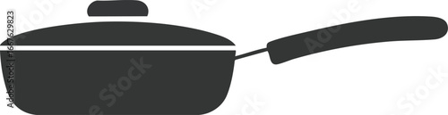 Simple Silhouette of a Cooking Pot with Lid pan kitchen utensil cookware